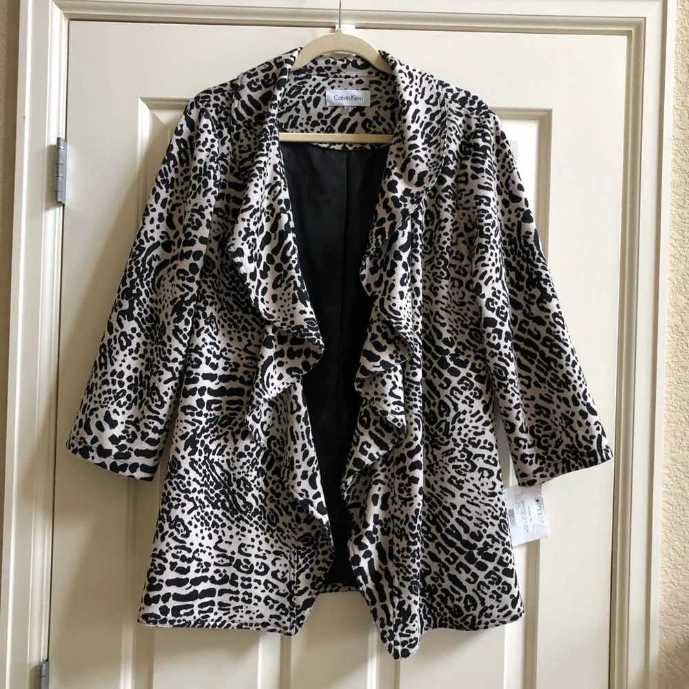 Calvin Klein leopard print ponte knit jacket NWT - Picture 2 of 9
